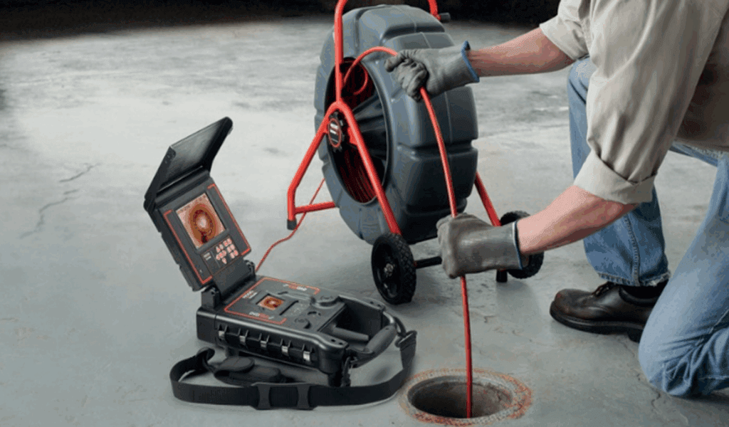 Technician performing a sewer camera inspection in Melbourne